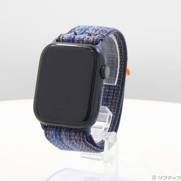 〔中古〕Apple(アップル) Apple Watch Series 9 GPS 45mm ミッドナイトアルミニウムケース ゲームロイヤル／オレンジNikeスポーツループ〔262-ud〕 | 