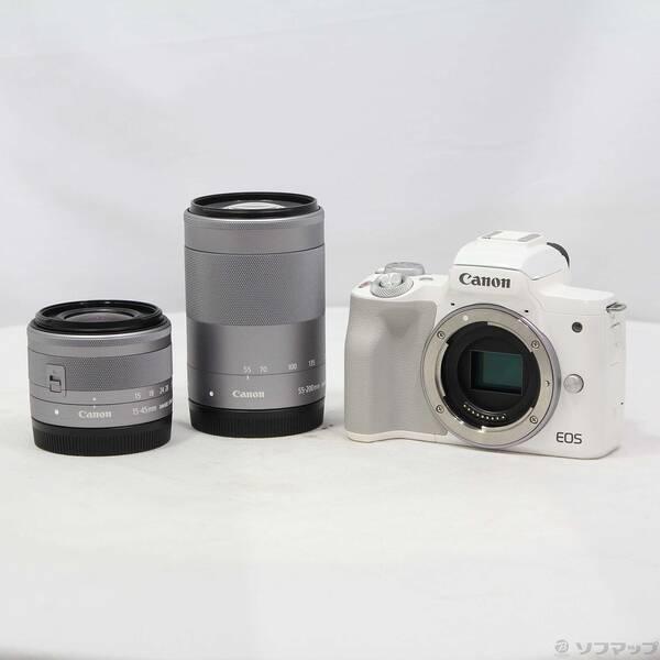 〔中古〕Canon(キヤノン) EOS Kiss M ホワイト ダブルズームキット〔344-ud〕 | 