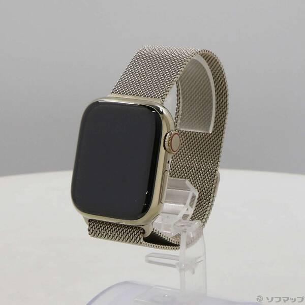 〔中古〕Apple(アップル) 〔展示品〕 Apple Watch Series 8 GPS + Cellular 41mm ゴールドステンレススチールケース ゴールドミラネーゼループ〔251-ud〕 | 
