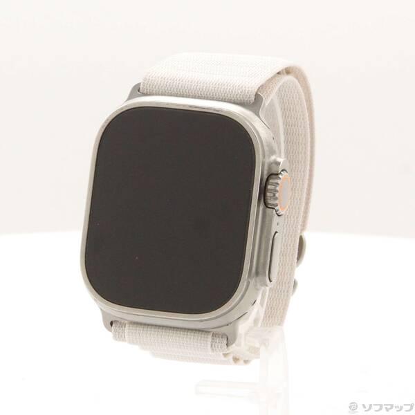 〔中古〕Apple(アップル) Apple Watch Ultra GPS + Cellular 49mm チタニウムケース スターライトアルパインループ〔352-ud〕 | 