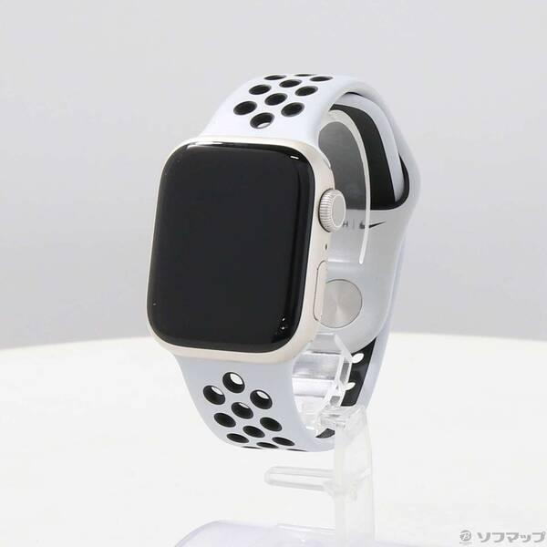 〔中古〕Apple(アップル) Apple Watch Series 7 Nike GPS 41mm スターライトアルミニウムケース ピュアプラチナム／ブラックNikeスポーツバンド〔368-ud〕 | 