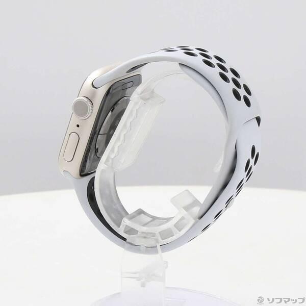 〔中古〕Apple(アップル) Apple Watch Series 7 Nike GPS 41mm スターライトアルミニウムケース ピュアプラチナム／ブラックNikeスポーツバンド〔368-ud〕 |  | 01