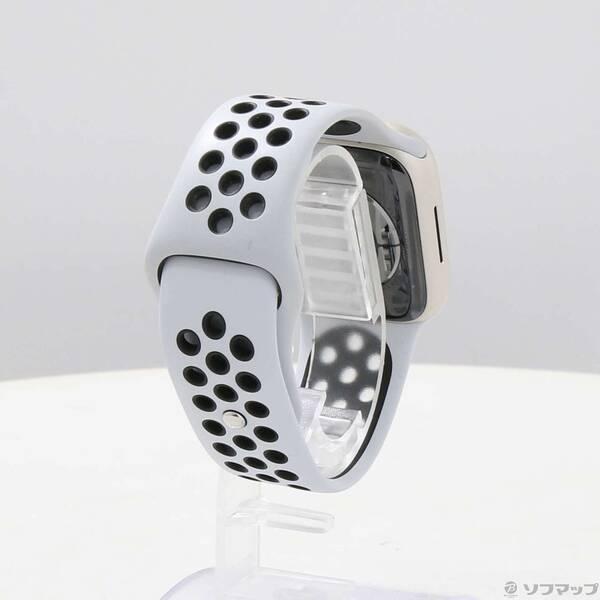 〔中古〕Apple(アップル) Apple Watch Series 7 Nike GPS 41mm スターライトアルミニウムケース ピュアプラチナム／ブラックNikeスポーツバンド〔368-ud〕 |  | 02