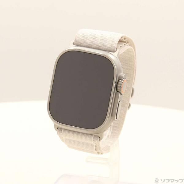 〔中古〕Apple(アップル) Apple Watch Ultra GPS + Cellular 49mm チタニウムケース スターライトアルパインループ〔352-ud〕 | 