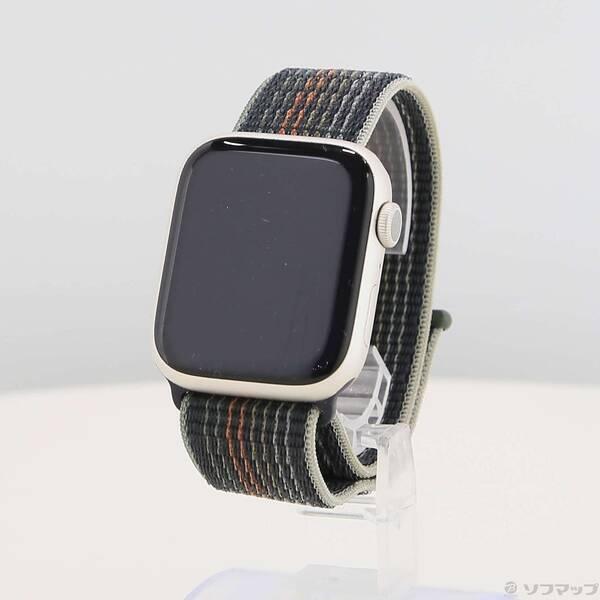 〔中古〕Apple(アップル) Apple Watch Series 8 GPS 45mm スターライトアルミニウムケース ミッドナイトスポーツループ〔348-ud〕 | 