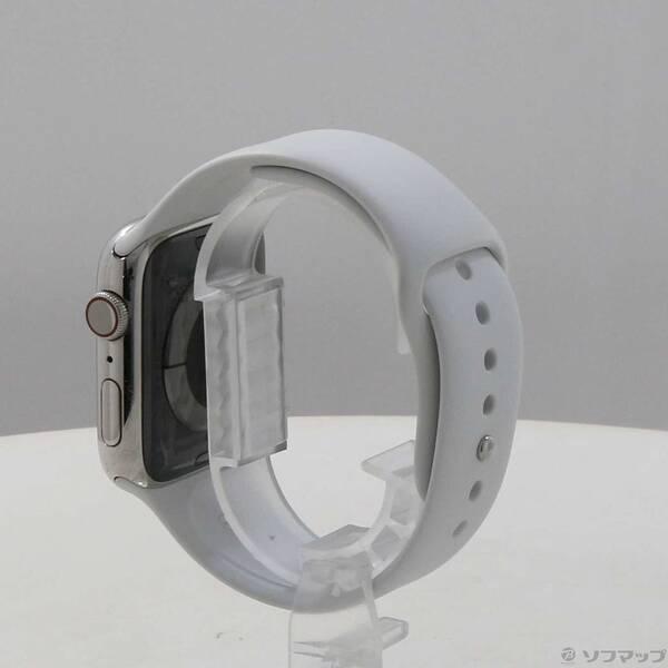 〔中古〕Apple(アップル) Apple Watch Series 4 GPS + Cellular 44mm ステンレススチールケース ホワイトスポーツバンド〔247-ud〕 |  | 01