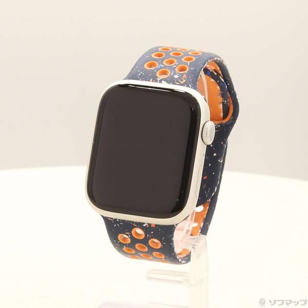 〔中古〕Apple(アップル) Apple Watch Series 9 GPS 45mm スターライトアルミニウムケース ブルーフレームNikeスポーツバンド〔349-ud〕 | 