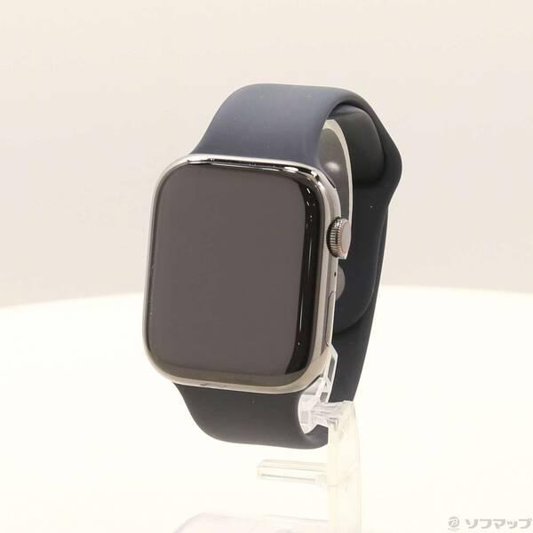 〔中古〕Apple(アップル) Apple Watch Series 8 GPS + Cellular 45mm グラファイトステンレススチールケース ミッドナイトスポーツバンド〔258-ud〕 | 
