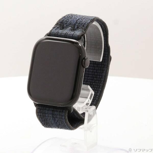 〔中古〕Apple(アップル) Apple Watch Series 10 GPS 46mm ジェットブラックアルミニウムケース ブラック／ブルーNikeスポーツループ〔198-ud〕 | 