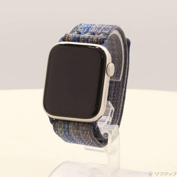 〔中古〕Apple(アップル) Apple Watch SE 第2世代 GPS 44mm スターライトアルミニウムケース ゲームロイヤル／オレンジNikeスポーツループ〔198-ud〕 | 