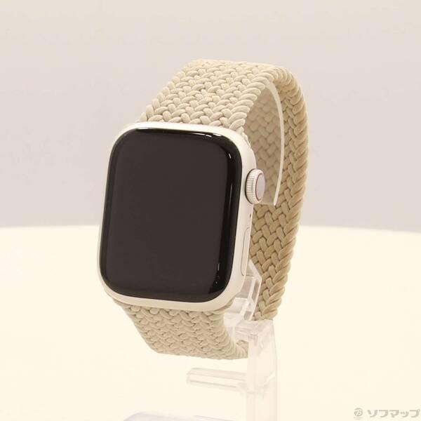 〔中古〕Apple(アップル) Apple Watch Series 8 GPS + Cellular 41mm スターライトアルミニウムケース ベージュブレイデッドソロループ〔198-ud〕 | 