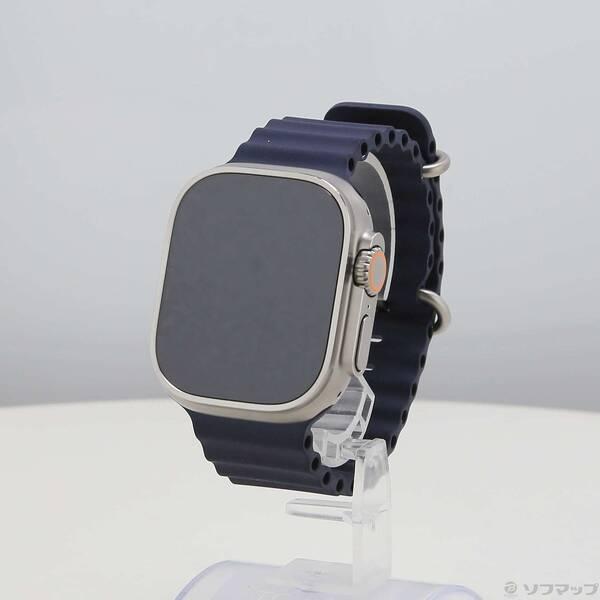 〔中古〕Apple(アップル) 〔展示品〕 Apple Watch Ultra 2 GPS + Cellular 49mm ナチュラルチタニウムケース ネイビーオーシャンバンド〔344-ud〕 | 