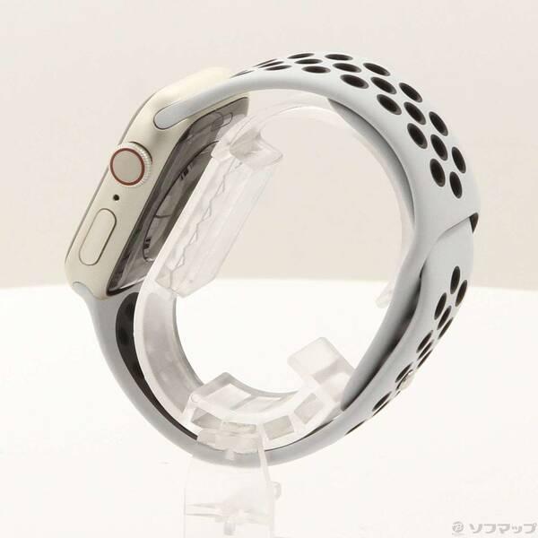 〔中古〕Apple Watch Series 7 Nike GPS + Cellular 41mm スターライトアルミニウムケース ピュアプラチナム／ブラックNikeスポーツバンド〔262-ud〕 |  | 01