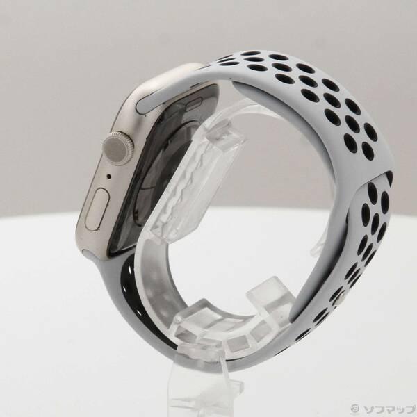 〔中古〕Apple(アップル) Apple Watch Series 7 Nike GPS 45mm スターライトアルミニウムケース ピュアプラチナム／ブラックNikeスポーツバンド〔377-ud〕 |  | 01