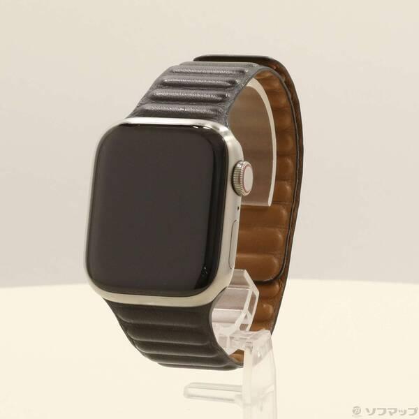 〔中古〕Apple(アップル) Apple Watch Series 7 GPS + Cellular 41mm チタニウムケース ブラックレザーリンク〔348-ud〕 | 