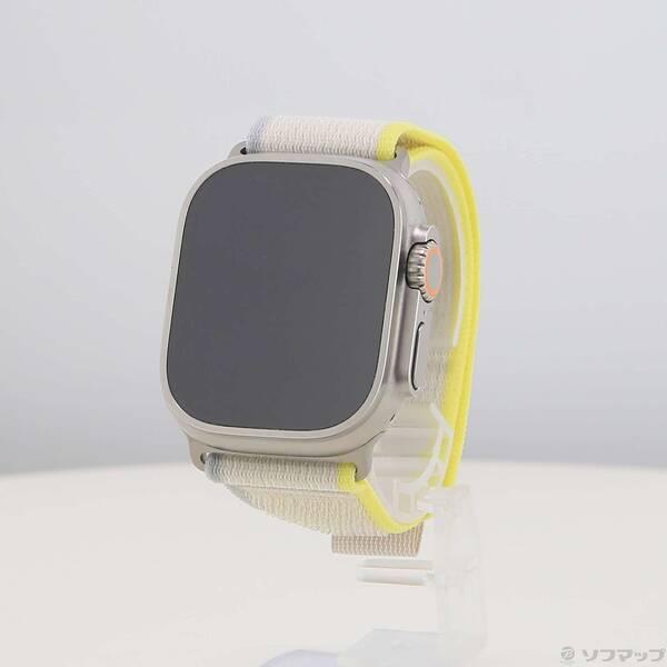 〔中古〕Apple(アップル) Apple Watch Ultra GPS + Cellular 49mm チタニウムケース イエロー／ベージュトレイルループ〔262-ud〕 | 