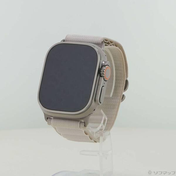 〔中古〕Apple(アップル) Apple Watch Ultra GPS + Cellular 49mm チタニウムケース スターライトアルパインループ〔198-ud〕 | 