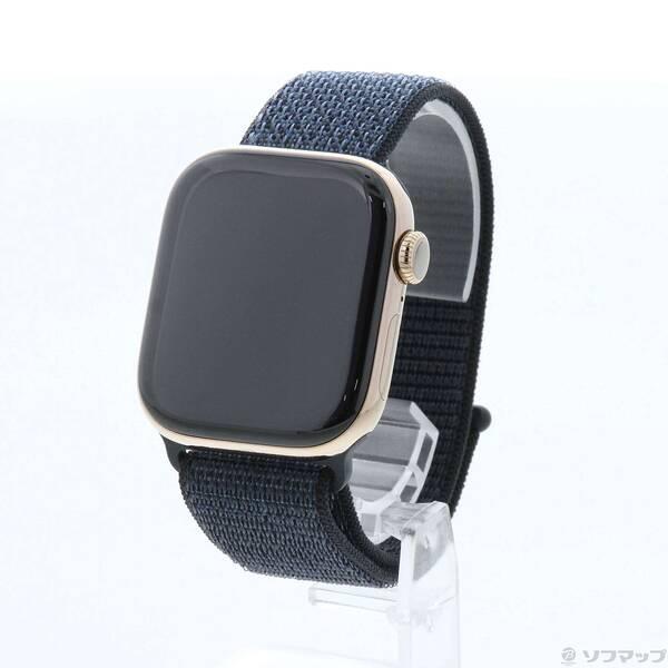 〔中古〕Apple(アップル) Apple Watch Series 11 GPS + Cellular 42mm ゴールドチタニウムケース アンカーブルースポーツループ〔377-ud〕 | 
