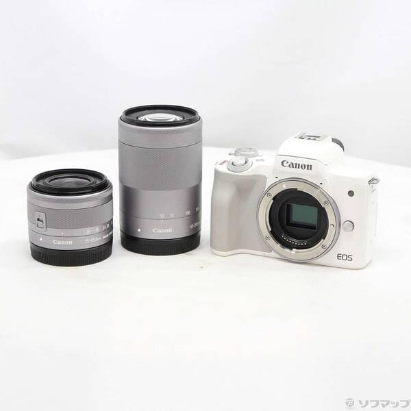 〔中古〕Canon(キヤノン) EOS Kiss M ホワイト ダブルズームキット〔198-ud〕 | 