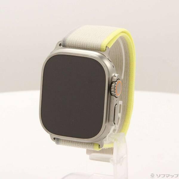 〔中古〕Apple(アップル) Apple Watch Ultra GPS + Cellular 49mm チタニウムケース イエロー／ベージュトレイルループ〔198-ud〕 | 