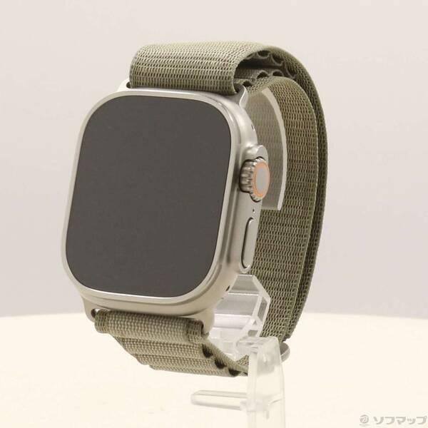 〔中古〕Apple(アップル) Apple Watch Ultra 2 GPS + Cellular 49mm チタニウムケース オリーブアルパインループ〔262-ud〕 | 