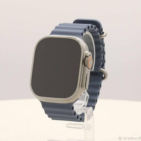 〔中古〕Apple(アップル) Apple Watch Ultra 3 GPS + Cellular 49mm ナチュラルチタニウムケース アンカーブルーオーシャンバンド〔344-ud〕 | 
