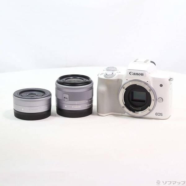 〔中古〕Canon(キヤノン) EOS Kiss M ダブルレンズキット ホワイト〔258-ud〕 | 
