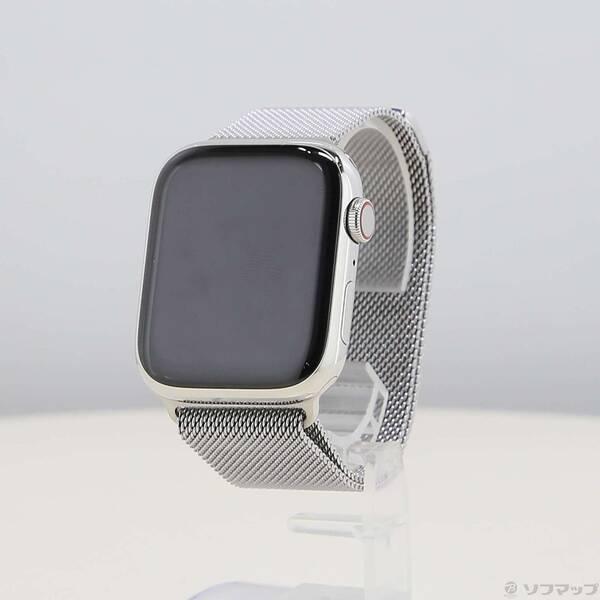 〔中古〕Apple(アップル) Apple Watch Series 8 GPS + Cellular 45mm シルバーステンレススチールケース シルバーミラネーゼループ〔297-ud〕 | 