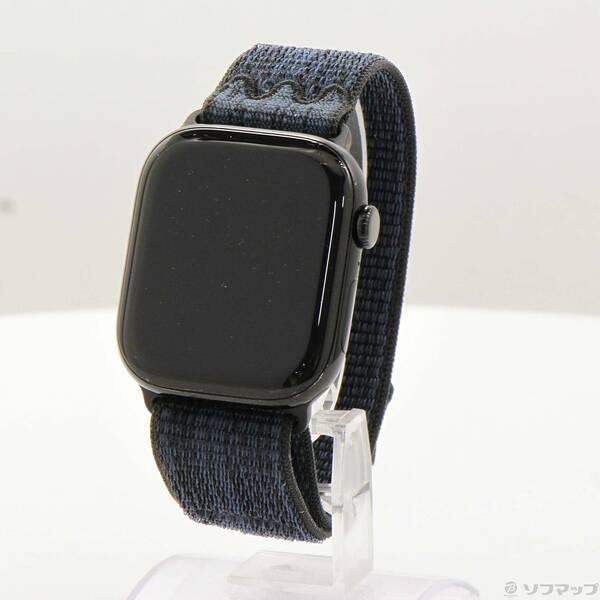 〔中古〕Apple(アップル) Apple Watch Series 10 GPS 46mm ジェットブラックアルミニウムケース ブラック／ブルーNikeスポーツループ〔269-ud〕 | 