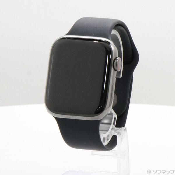 〔中古〕Apple(アップル) Apple Watch Series 8 GPS + Cellular 45mm グラファイトステンレススチールケース ミッドナイトスポーツバンド〔276-ud〕 | 
