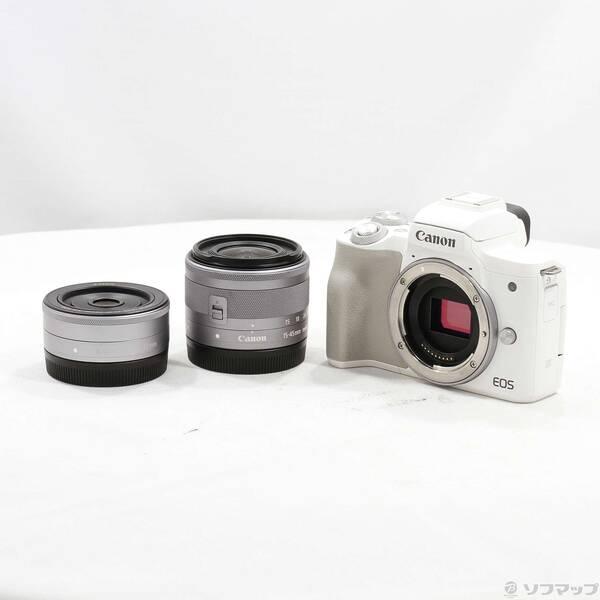 〔中古〕Canon(キヤノン) EOS Kiss M ダブルレンズキット ホワイト〔344-ud〕 | 