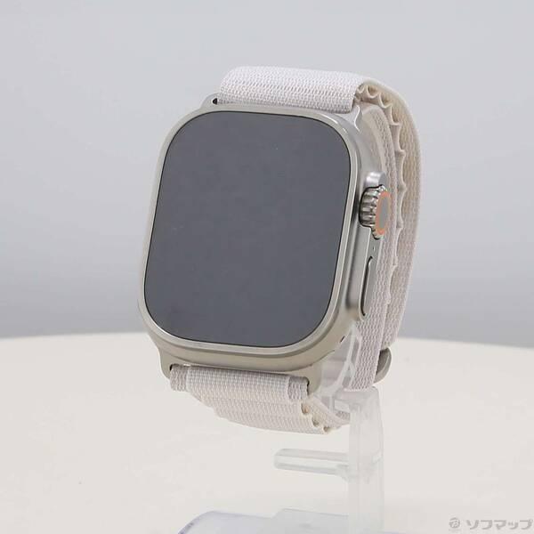 〔中古〕Apple(アップル) Apple Watch Ultra GPS + Cellular 49mm チタニウムケース スターライトアルパインループ〔377-ud〕 | 