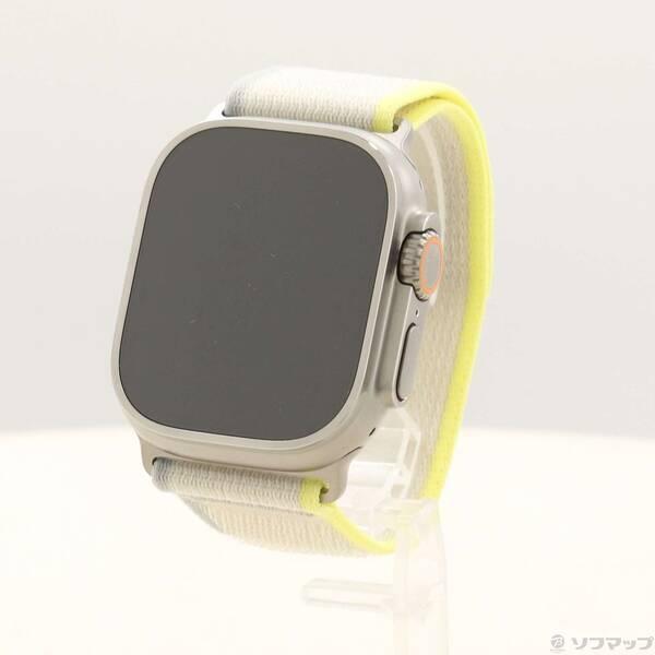 〔中古〕Apple(アップル) Apple Watch Ultra GPS + Cellular 49mm チタニウムケース イエロー／ベージュトレイルループ〔198-ud〕 | 