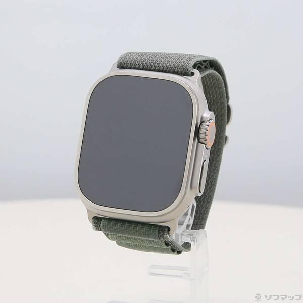 〔中古〕Apple(アップル) Apple Watch Ultra GPS + Cellular 49mm チタニウムケース グリーンアルパインループ〔305-ud〕 | 