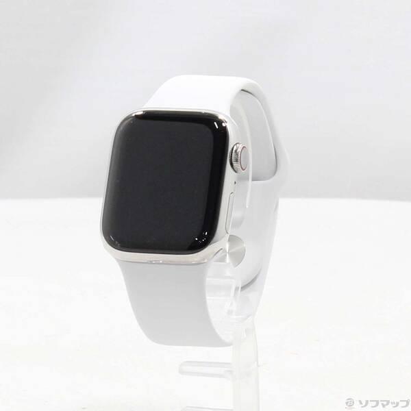 〔中古〕Apple(アップル) Apple Watch Series 8 GPS + Cellular 41mm シルバーステンレススチールケース ホワイトスポーツバンド〔305-ud〕 | 