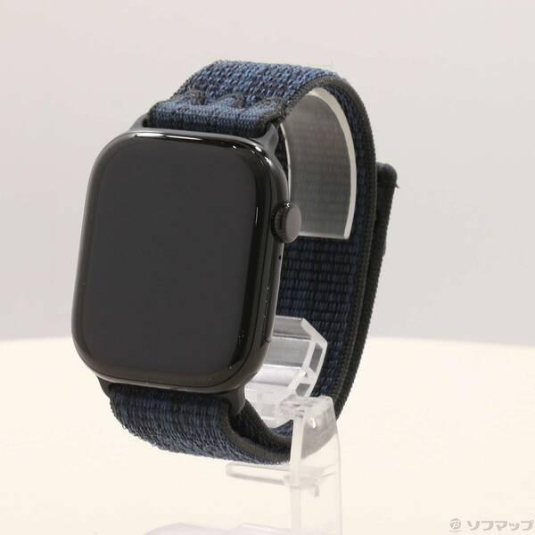 〔中古〕Apple(アップル) Apple Watch Series 10 GPS + Cellular 46mm ジェットブラックアルミニウムケース ブラック／ブルーNikeスポーツループ〔262-ud〕 | 