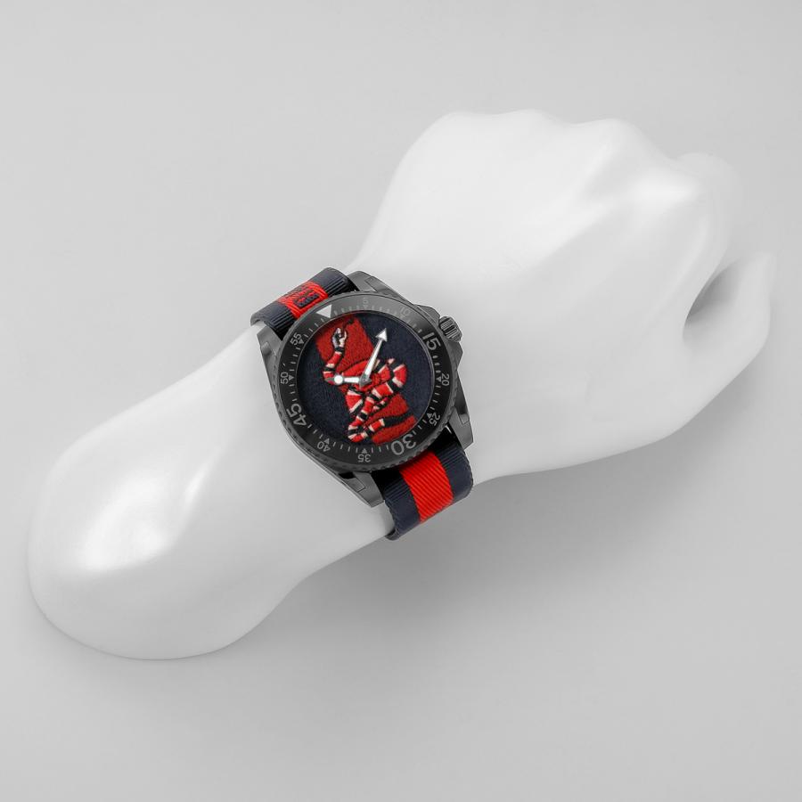 グッチ GUCCI 腕時計 メンズ YA136214 クォーツ ネイビー レッド