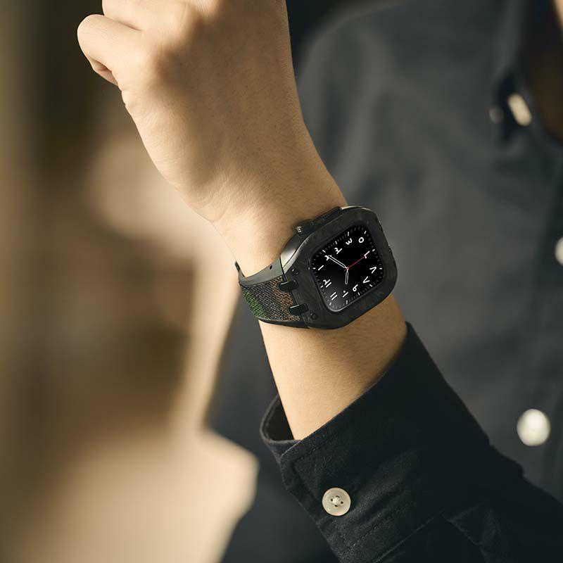 アップル ウォッチ カバー Apple Watch ケース 9/8/7対応 ハンブルリッチ LUMINOUS CARBON WBB0289-018 41mm メンズ レディースの画像