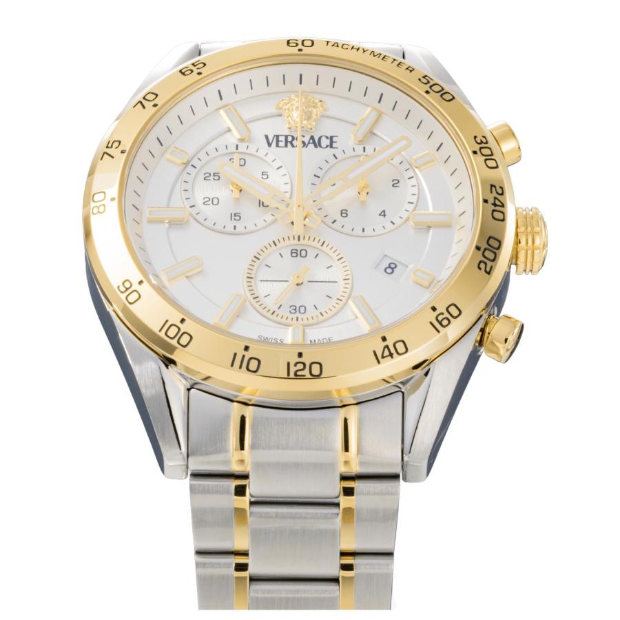 VERSACE ヴェルサーチェ V-CODE CHRONO クォーツ メンズ シルバー VE0CA0224 腕時計 高級 爆買の画像