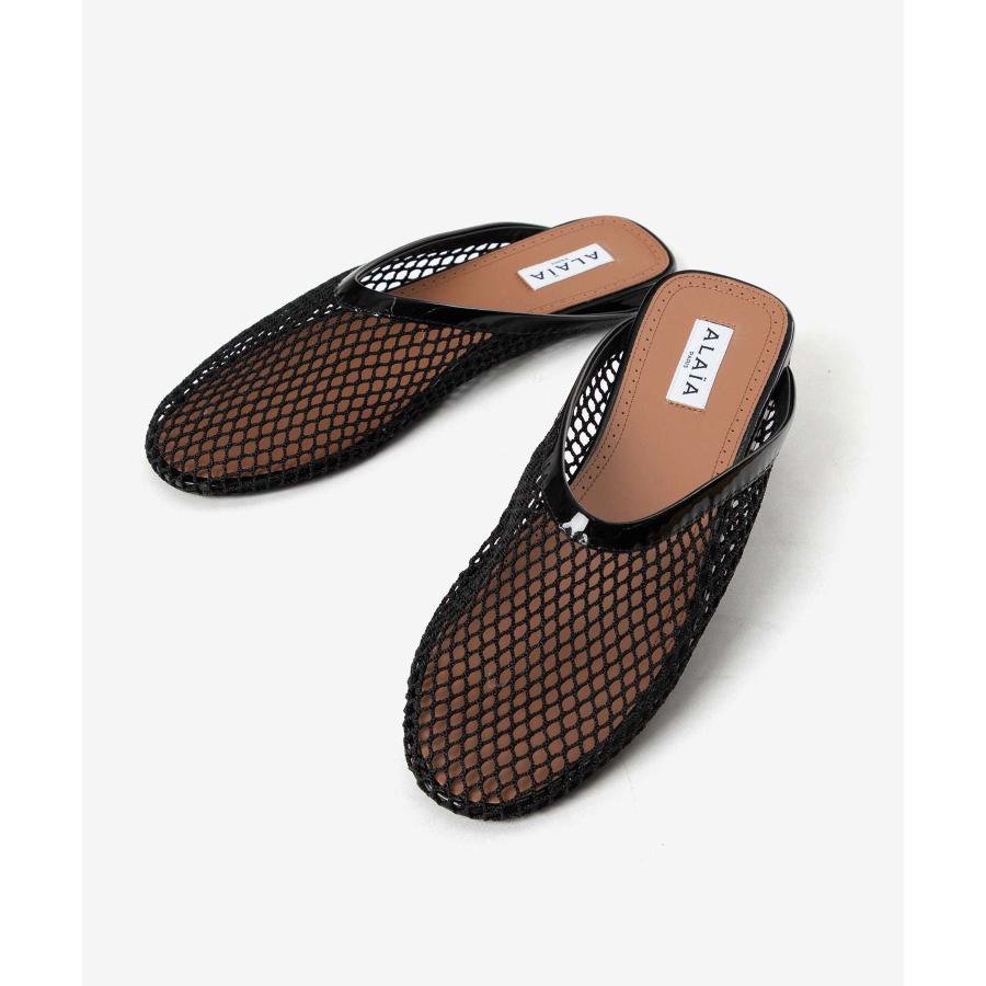 美品　ALAIA アライア フィッシュメッシュ フラットミュールブラック37 ALAIA（アライア） ALAIA MULES FLAT MULES in FISHNET フィッシュ
