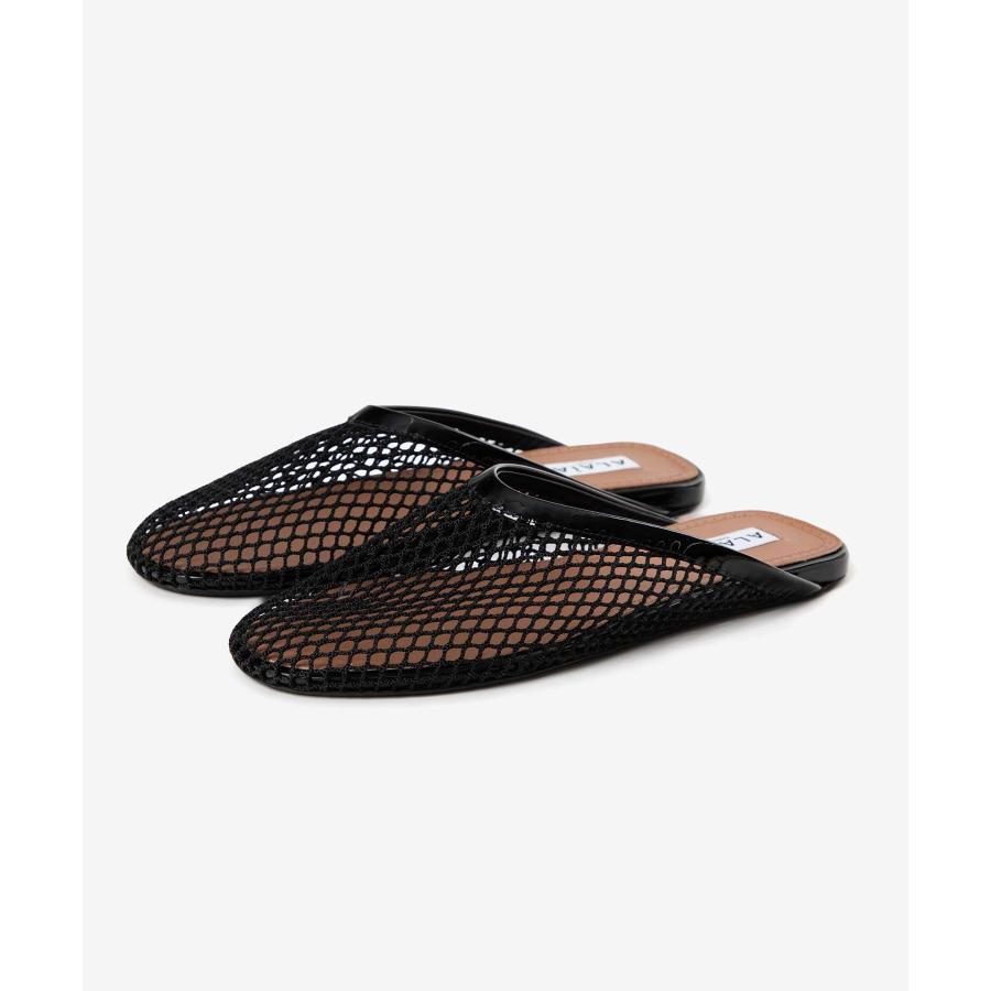 美品　ALAIA アライア フィッシュメッシュ フラットミュールブラック37 ALAIA（アライア） ALAIA MULES FLAT MULES in FISHNET フィッシュ