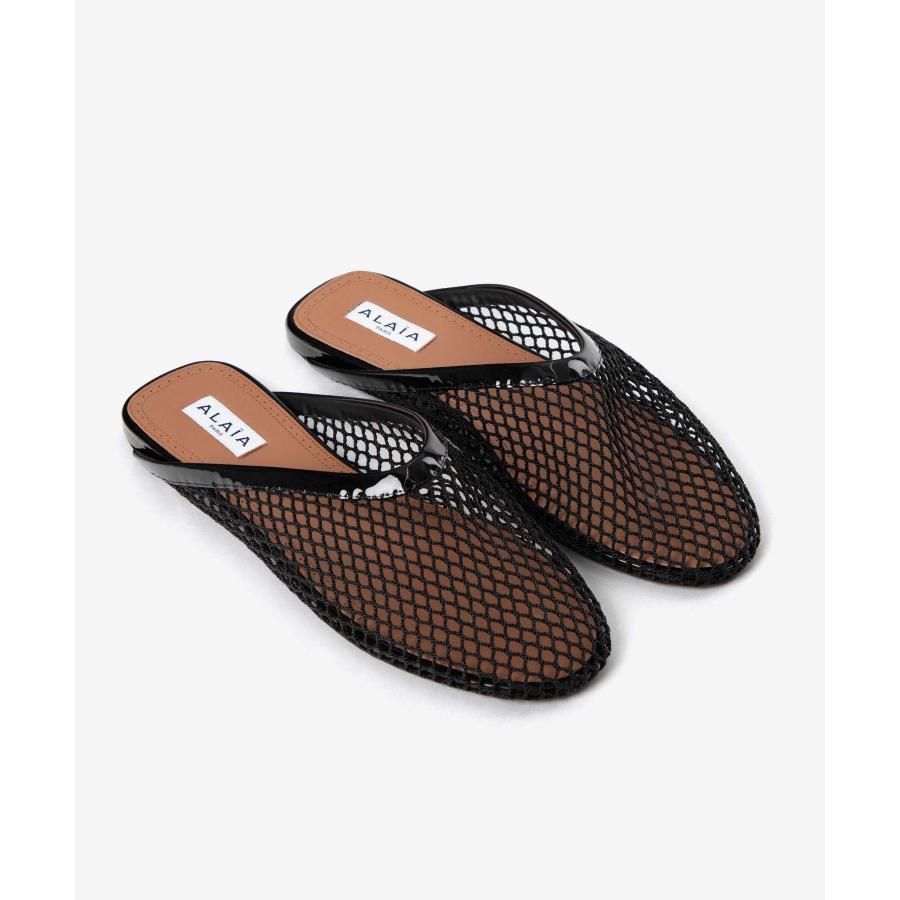 アライア ALAIA MULES FLAT MULES in FISHNET フィッシュネット フラットミュール AA3M081TK007 ミュールシューズ フラットシューズ レディース シューズ 爆買の画像