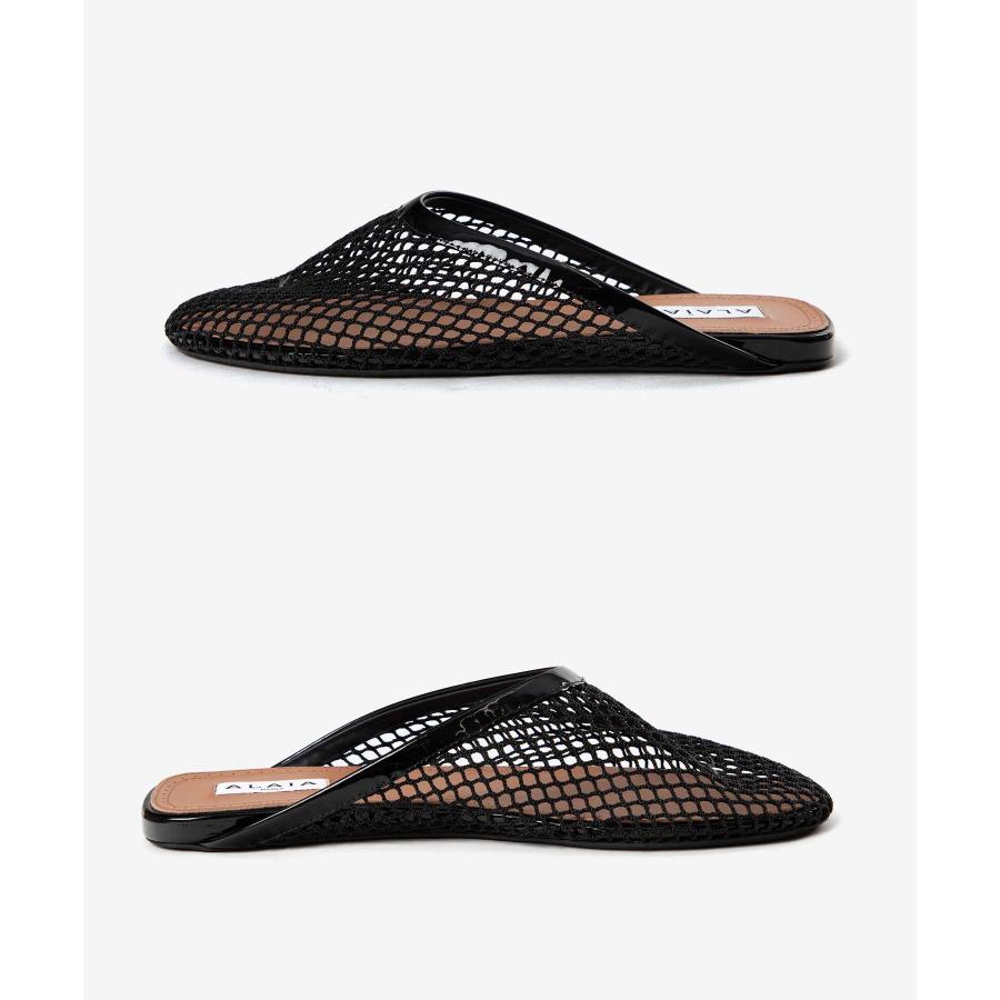美品　ALAIA アライア フィッシュメッシュ フラットミュールブラック37 ALAIA（アライア） ALAIA MULES FLAT MULES in FISHNET フィッシュ
