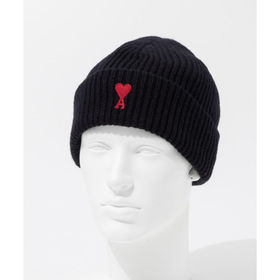 アミ パリス AMI PARIS BFUHA106.018 帽子 RED ADC BEANIE メンズ レディース ビーニー帽 リブ編み ニット帽 キャップ シンプル ウール ブラック×レッ  爆買 |  | 02