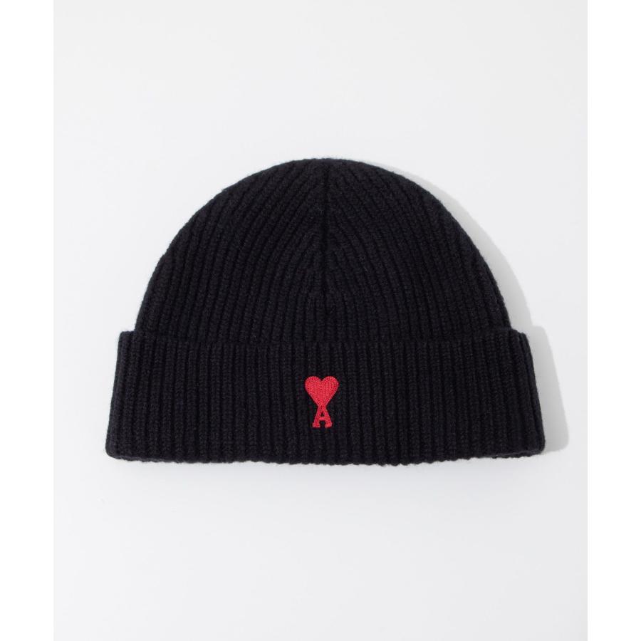 アミ パリス AMI PARIS BFUHA106.018 帽子 RED ADC BEANIE メンズ レディース ビーニー帽 リブ編み ニット帽 キャップ シンプル ウール ブラック×レッ  爆買 |  | 03
