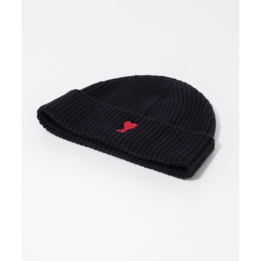 アミ パリス AMI PARIS BFUHA106.018 帽子 RED ADC BEANIE メンズ レディース ビーニー帽 リブ編み ニット帽 キャップ シンプル ウール ブラック×レッ  爆買 |  | 05