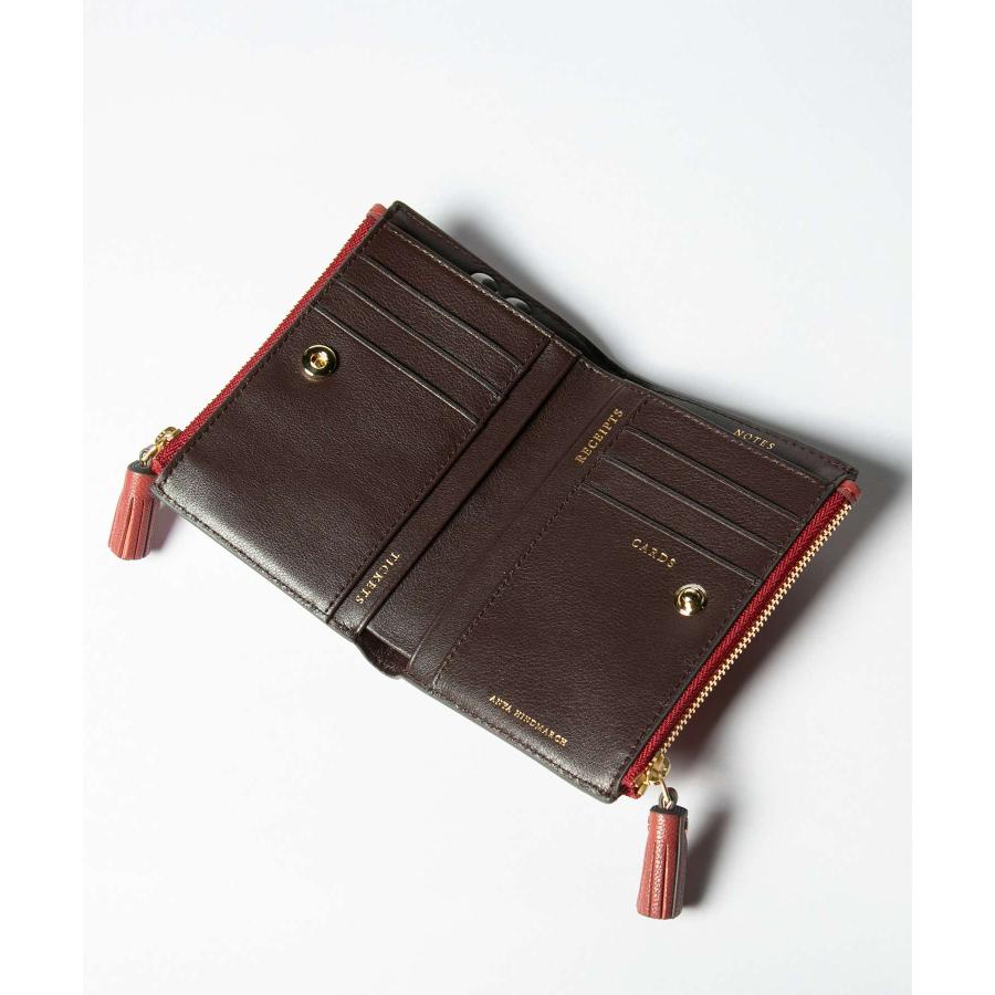 Anya Hindmarch(アニヤハインドマーチ) 2つ折り財布美品  125666 黒 ラウンドファスナー レザー ANYA HINDMARCH（アニヤ・ハインドマーチ） 二つ折り財布 Small Double