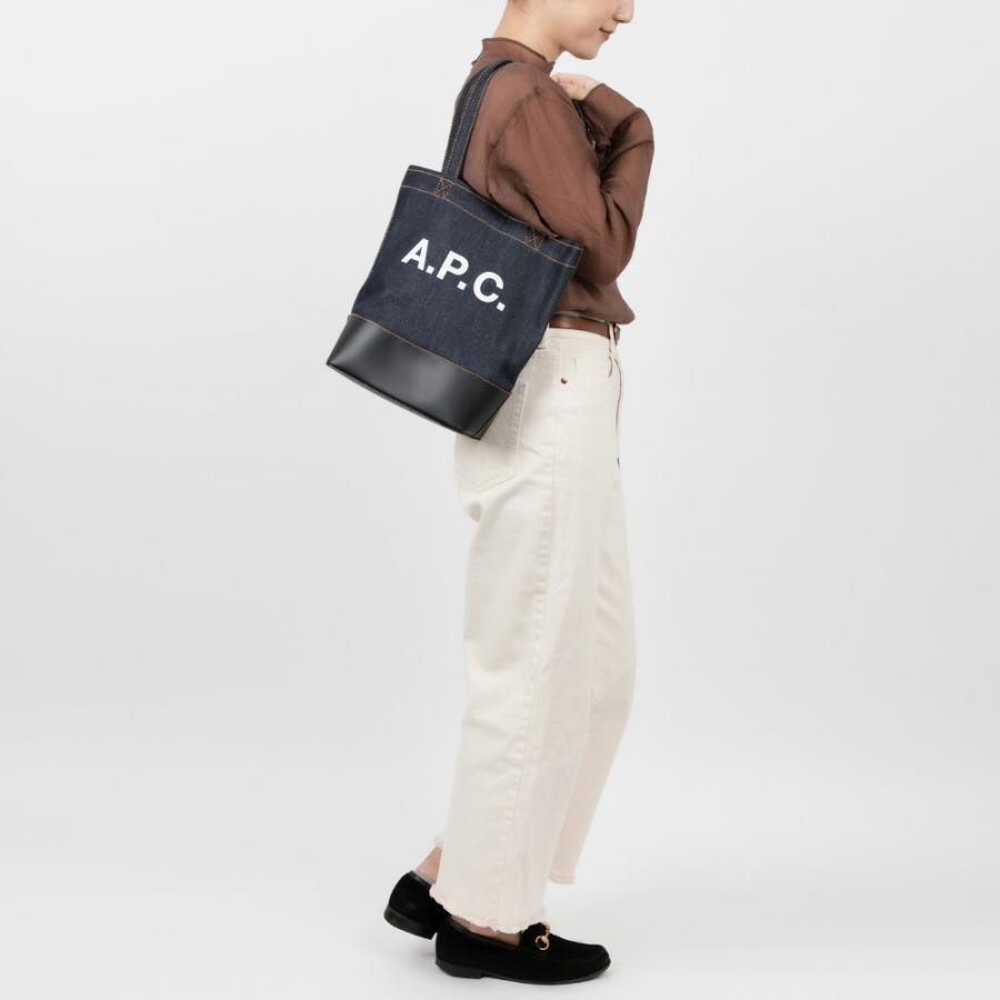 A.P.C. スモール デニム レザー トートバッグ ダークネイビー A.P.C. アーペーセー APC トートバッグ スモール デニムx