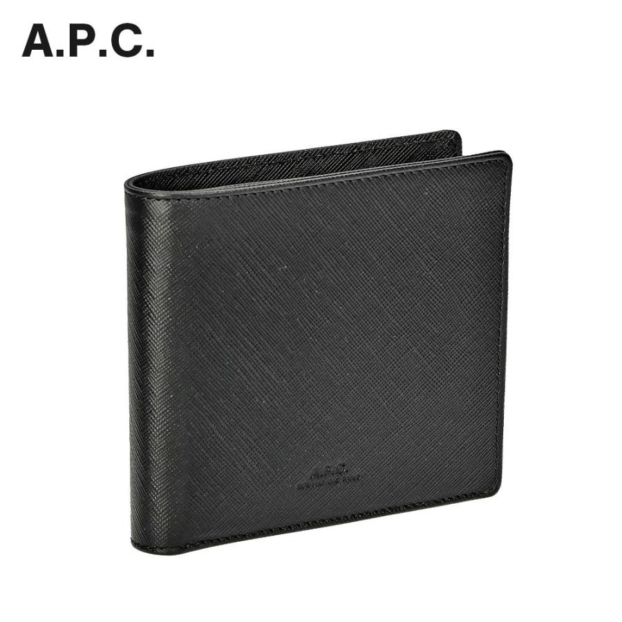 a.p.c カーブレザー二つ折り財布 ブラック - 折り財布