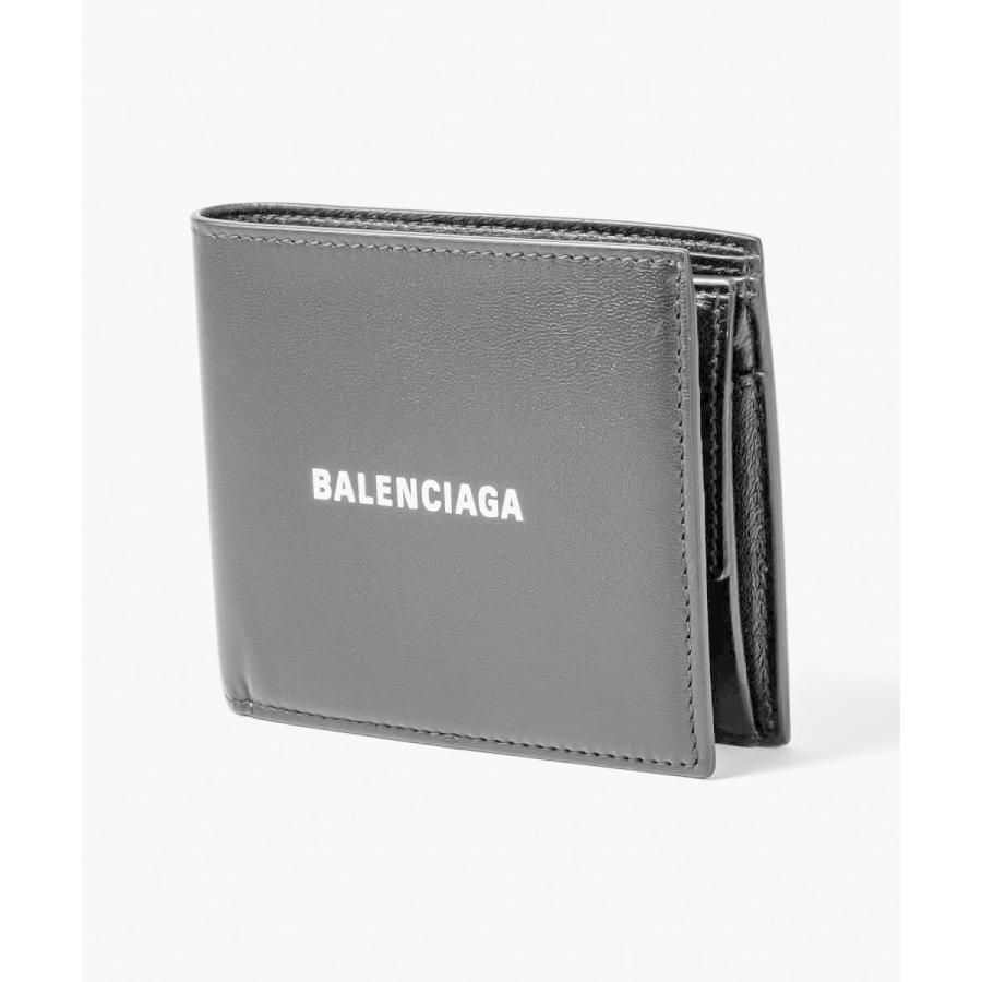 美品✨BALENCIAGAバレンシアガ財布二つ折り594315ロゴレザーブラック BALENCIAGA（バレンシアガ） 594315 財布 二つ折り財布 折財布